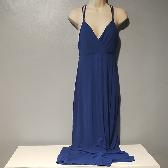 Willi Smith Elegant Blue Women's Faux Wrap Front Maxi Dress - Picture 4 of 17